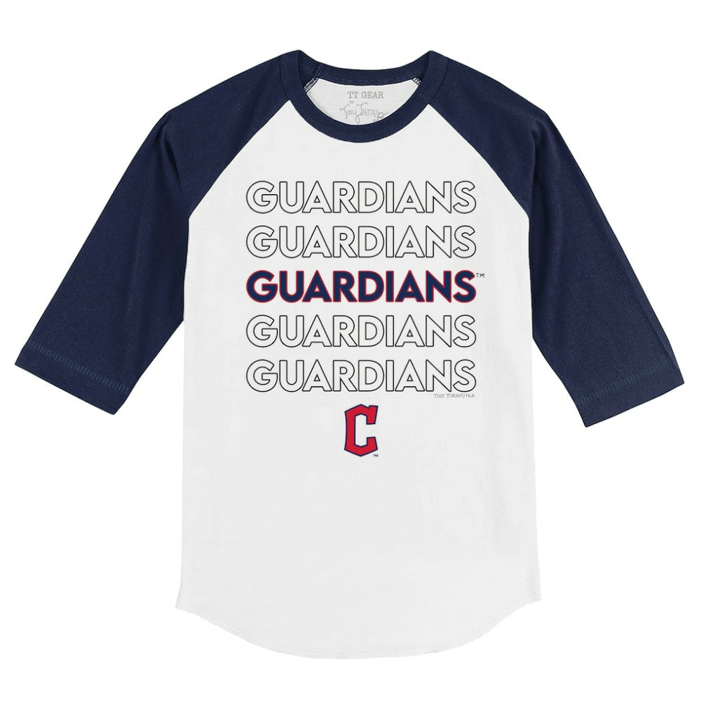 Cleveland Guardians Tiny Turnip Youth Stacked 3/4-Sleeve Raglan T-Shirt - MLB T-shirts