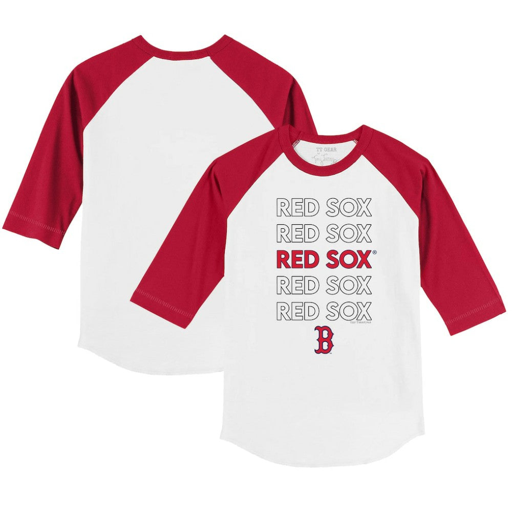 Boston Red Sox Tiny Turnip Youth Stacked 3/4-Sleeve Raglan T-Shirt - MLB T-shirts