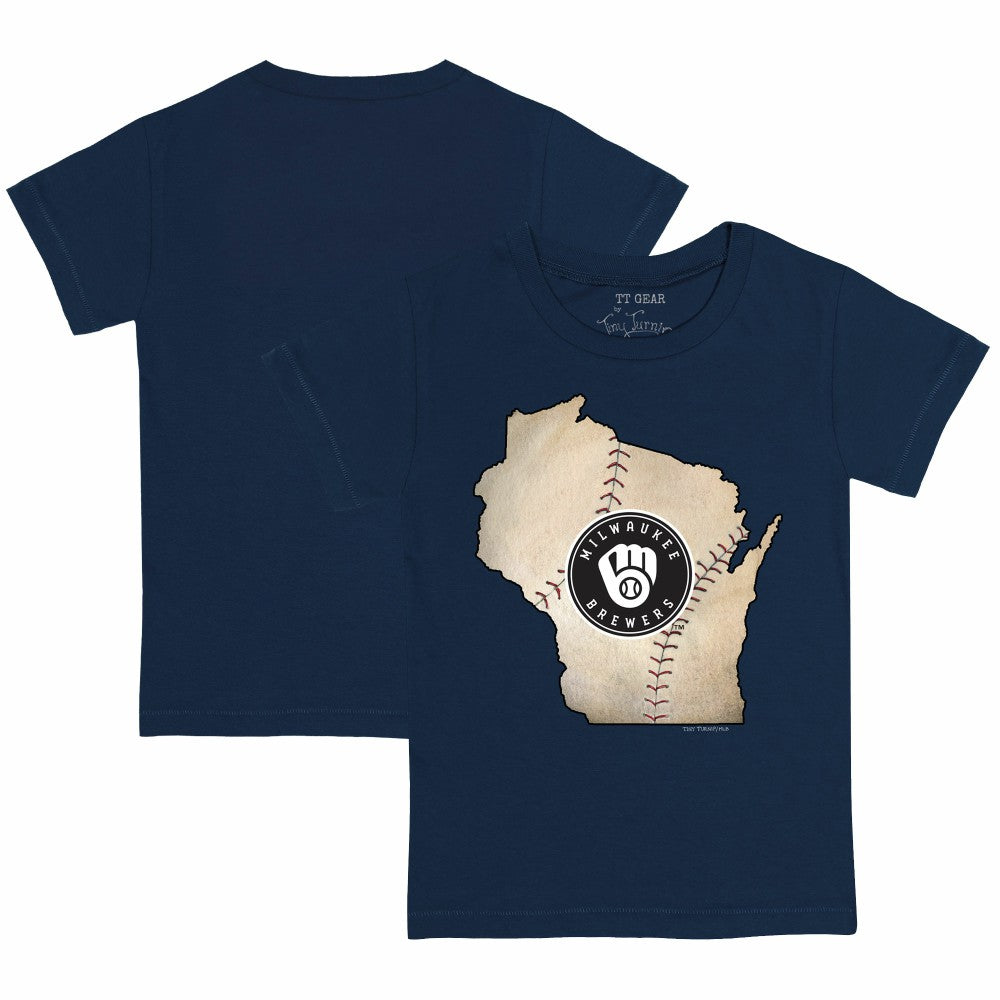 Milwaukee Brewers Tiny Turnip Youth State Outline T-Shirt - MLB T-shirts