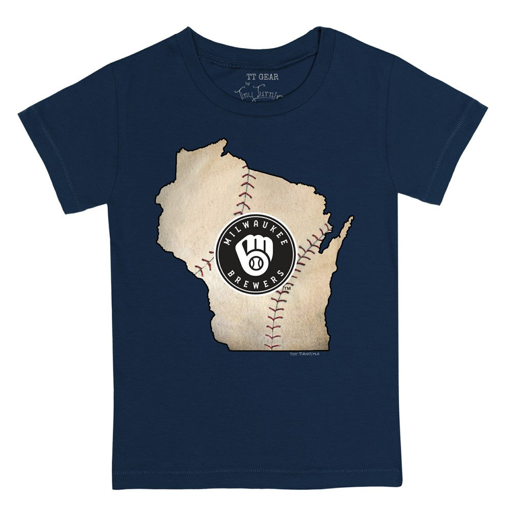 Milwaukee Brewers Tiny Turnip Youth State Outline T-Shirt - MLB T-shirts