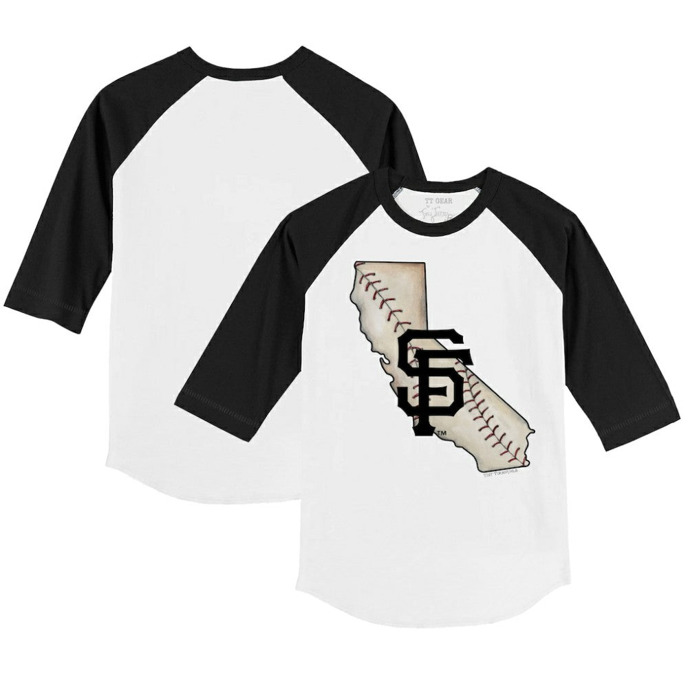 San Francisco Giants Tiny Turnip Youth State Outline 3/4-Sleeve Raglan T-Shirt - MLB T-shirts