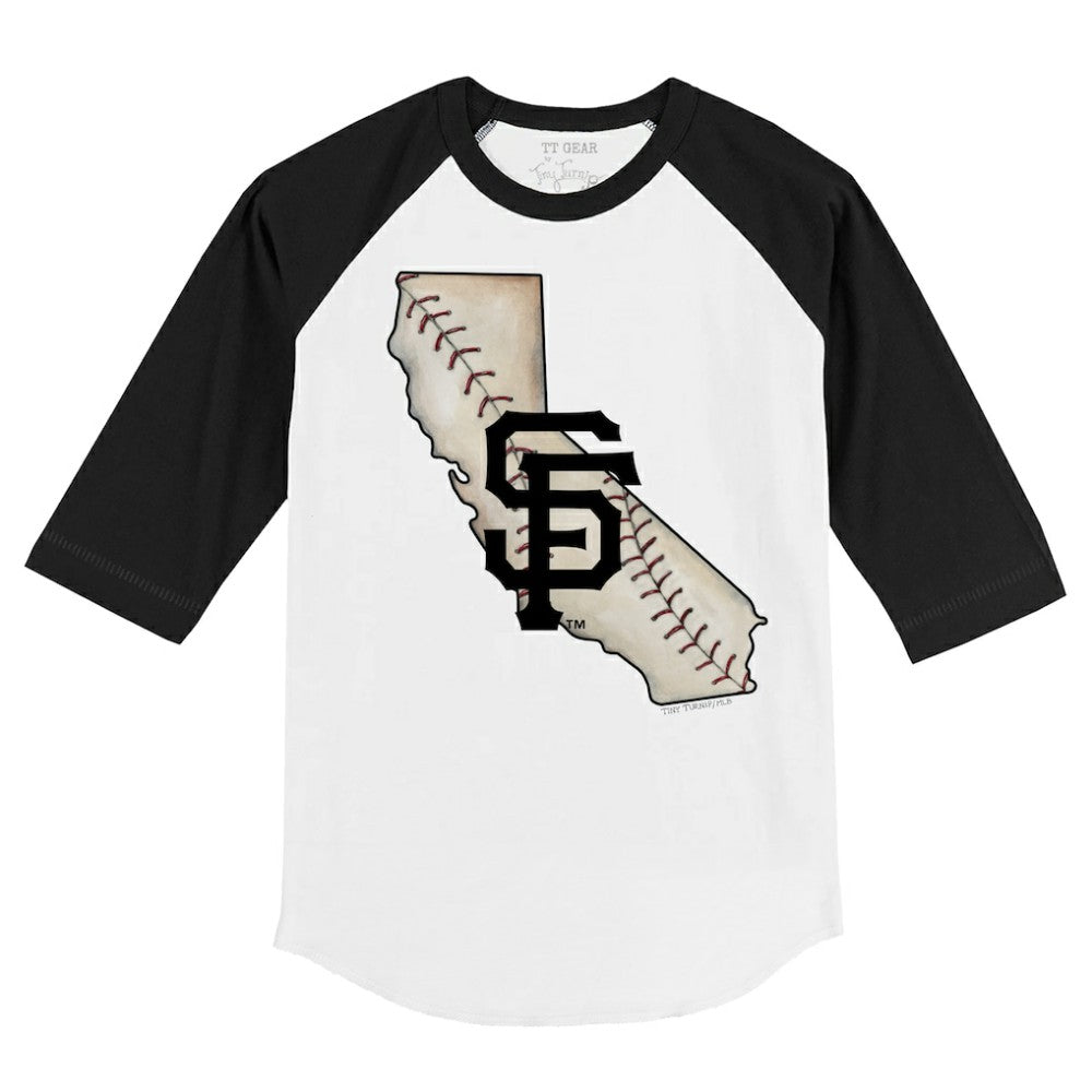 San Francisco Giants Tiny Turnip Youth State Outline 3/4-Sleeve Raglan T-Shirt - MLB T-shirts