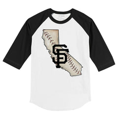 San Francisco Giants Tiny Turnip Youth State Outline 3/4-Sleeve Raglan T-Shirt - MLB T-shirts