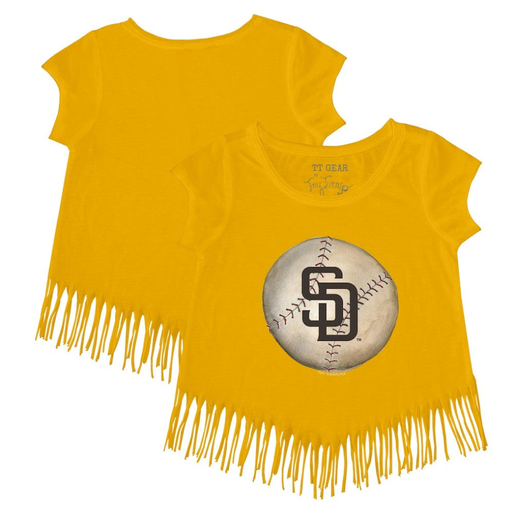 San Diego Padres Tiny Turnip Girls Youth Stitched Baseball Fringe T-Shirt - MLB T-shirts