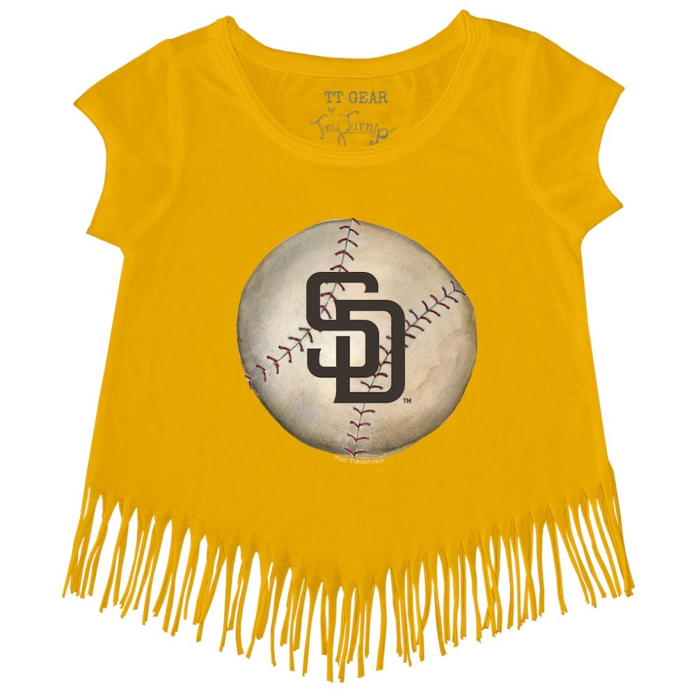 San Diego Padres Tiny Turnip Girls Youth Stitched Baseball Fringe T-Shirt - MLB T-shirts