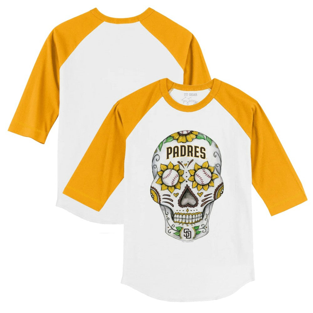San Diego Padres Tiny Turnip Youth Sugar Skull 3/4-Sleeve Raglan T-Shirt - MLB T-shirts