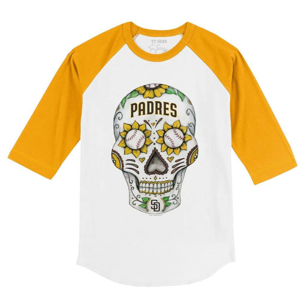 San Diego Padres Tiny Turnip Youth Sugar Skull 3/4-Sleeve Raglan T-Shirt - MLB T-shirts