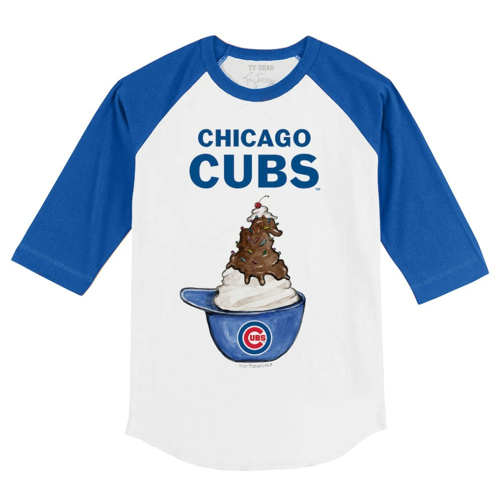 Chicago Cubs Tiny Turnip Youth Sundae Helmet 3/4-Sleeve Raglan T-Shirt - MLB T-shirts
