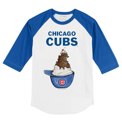 Chicago Cubs Tiny Turnip Youth Sundae Helmet 3/4-Sleeve Raglan T-Shirt - MLB T-shirts
