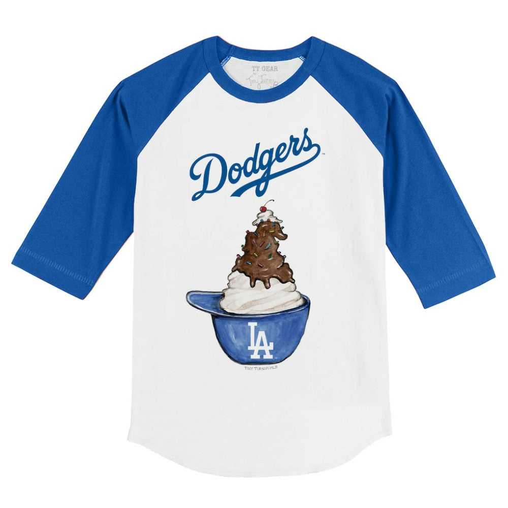 Los Angeles Dodgers Tiny Turnip Youth Sundae Helmet 3/4-Sleeve Raglan T-Shirt - MLB T-shirts