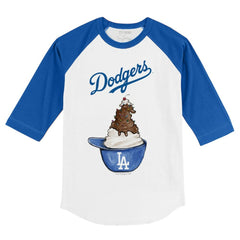 Los Angeles Dodgers Tiny Turnip Youth Sundae Helmet 3/4-Sleeve Raglan T-Shirt - MLB T-shirts