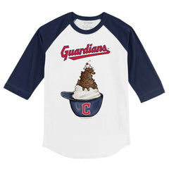 Cleveland Guardians Tiny Turnip Youth Sundae Helmet 3/4-Sleeve Raglan T-Shirt - MLB T-shirts
