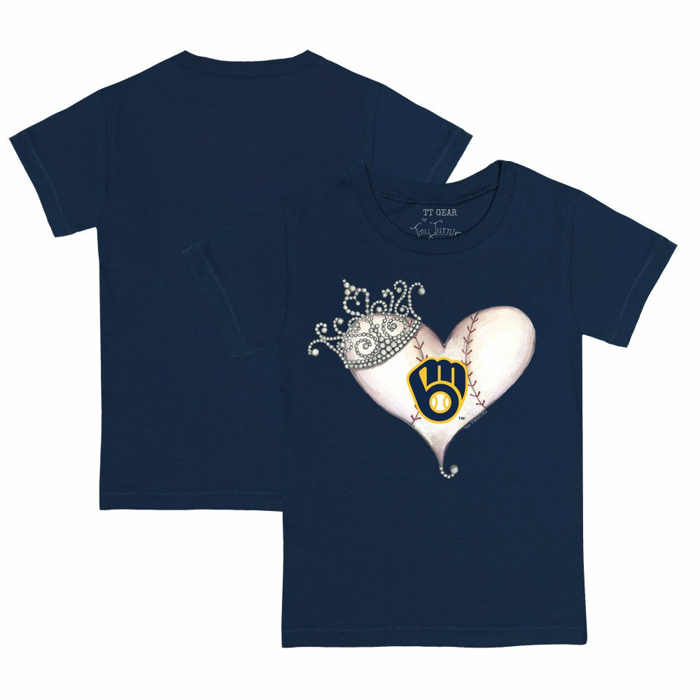 Milwaukee Brewers Tiny Turnip Youth Tiara Heart T-Shirt - MLB T-shirts