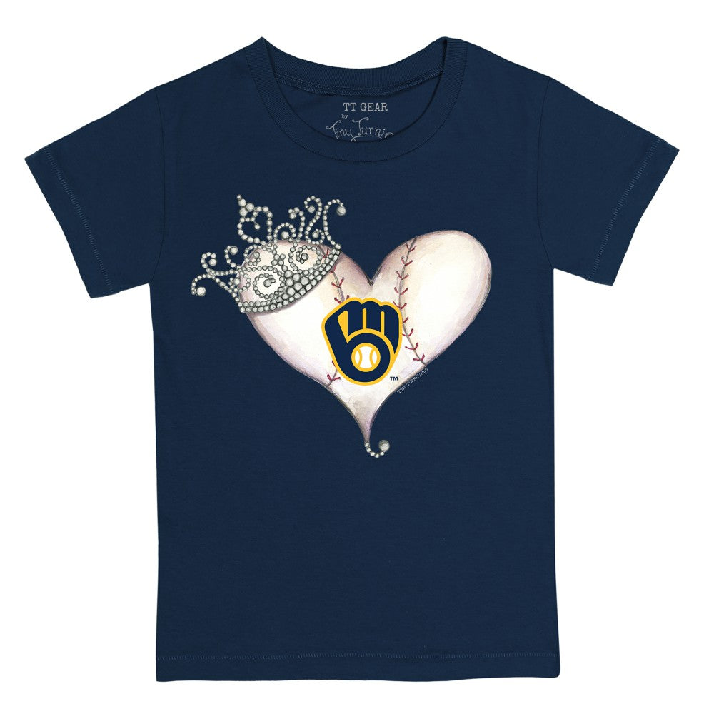 Milwaukee Brewers Tiny Turnip Youth Tiara Heart T-Shirt - MLB T-shirts