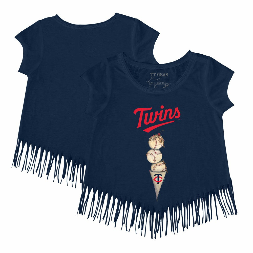 Minnesota Twins Tiny Turnip Girls Youth Triple Scoop Fringe T-Shirt - MLB T-shirts