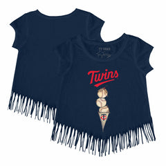 Minnesota Twins Tiny Turnip Girls Youth Triple Scoop Fringe T-Shirt - MLB T-shirts