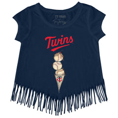 Minnesota Twins Tiny Turnip Girls Youth Triple Scoop Fringe T-Shirt - MLB T-shirts