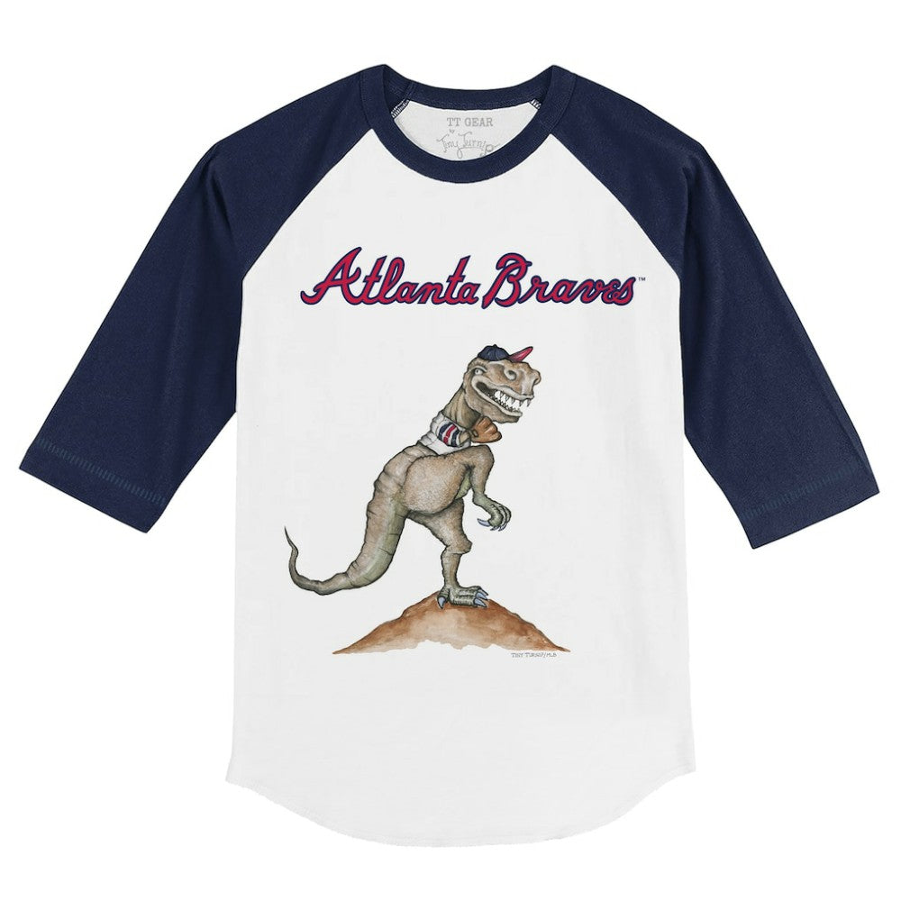Atlanta Braves Tiny Turnip Youth TT Rex 3/4-Sleeve Raglan T-Shirt - MLB T-shirts