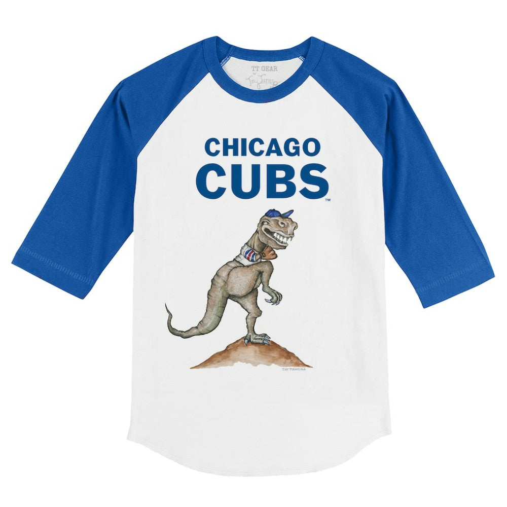 Chicago Cubs Tiny Turnip Youth TT Rex 3/4-Sleeve Raglan T-Shirt - MLB T-shirts