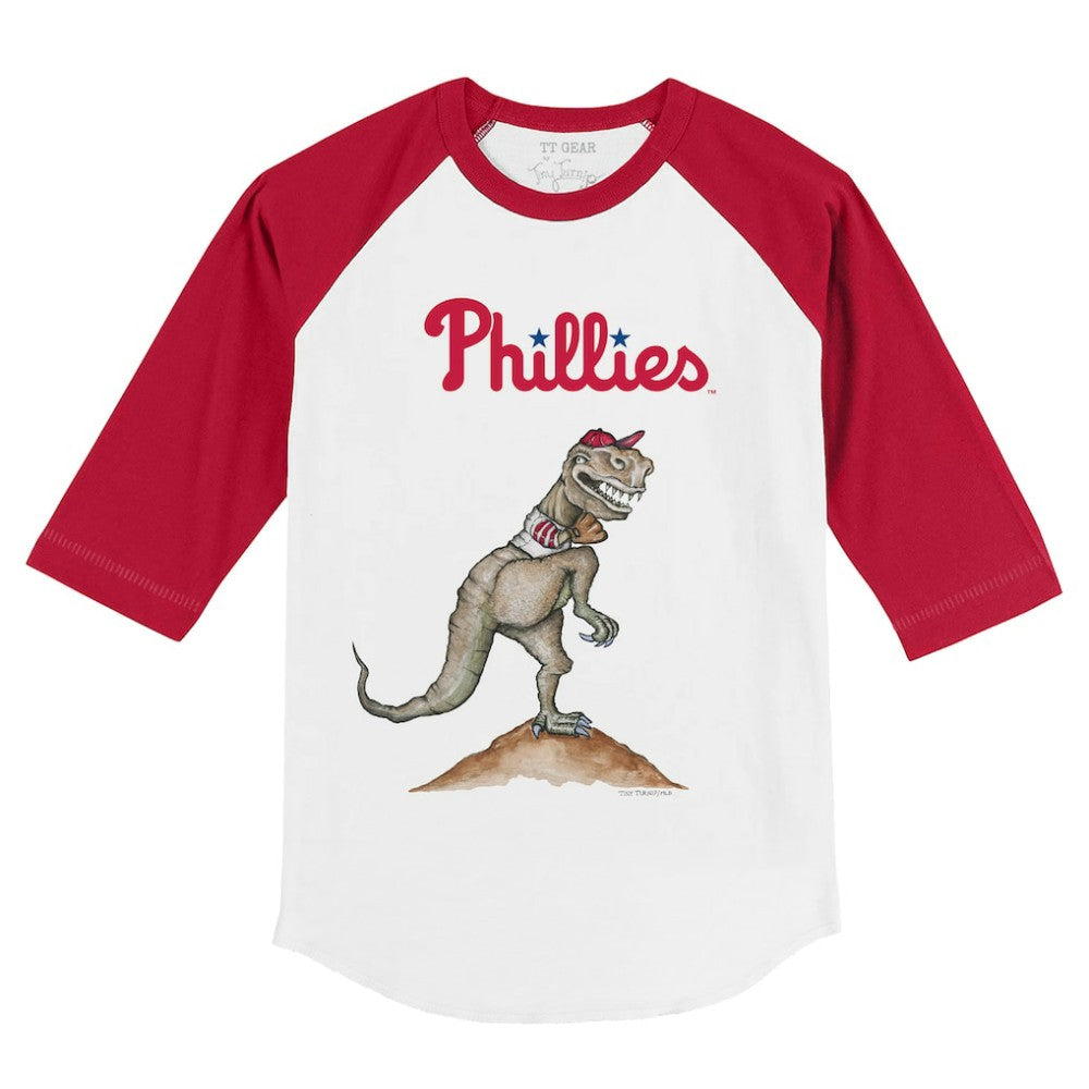 Philadelphia Phillies Tiny Turnip Youth TT Rex 3/4-Sleeve Raglan T-Shirt - MLB T-shirts