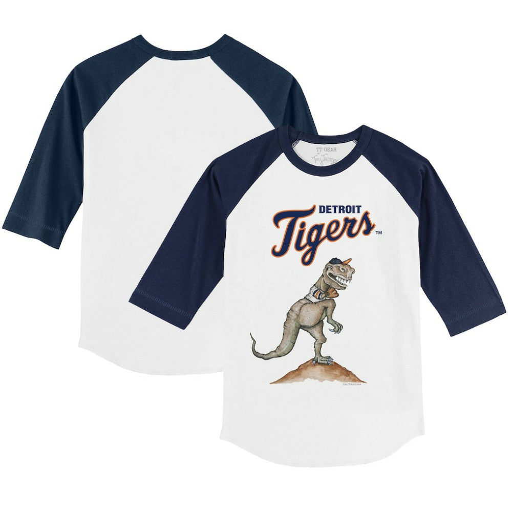 Detroit Tigers Tiny Turnip Youth TT Rex 3/4-Sleeve Raglan T-Shirt - MLB T-shirts