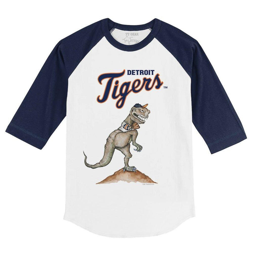 Detroit Tigers Tiny Turnip Youth TT Rex 3/4-Sleeve Raglan T-Shirt - MLB T-shirts