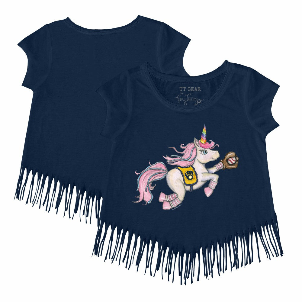 Milwaukee Brewers Tiny Turnip Girls Youth Unicorn Fringe T-Shirt - MLB T-shirts