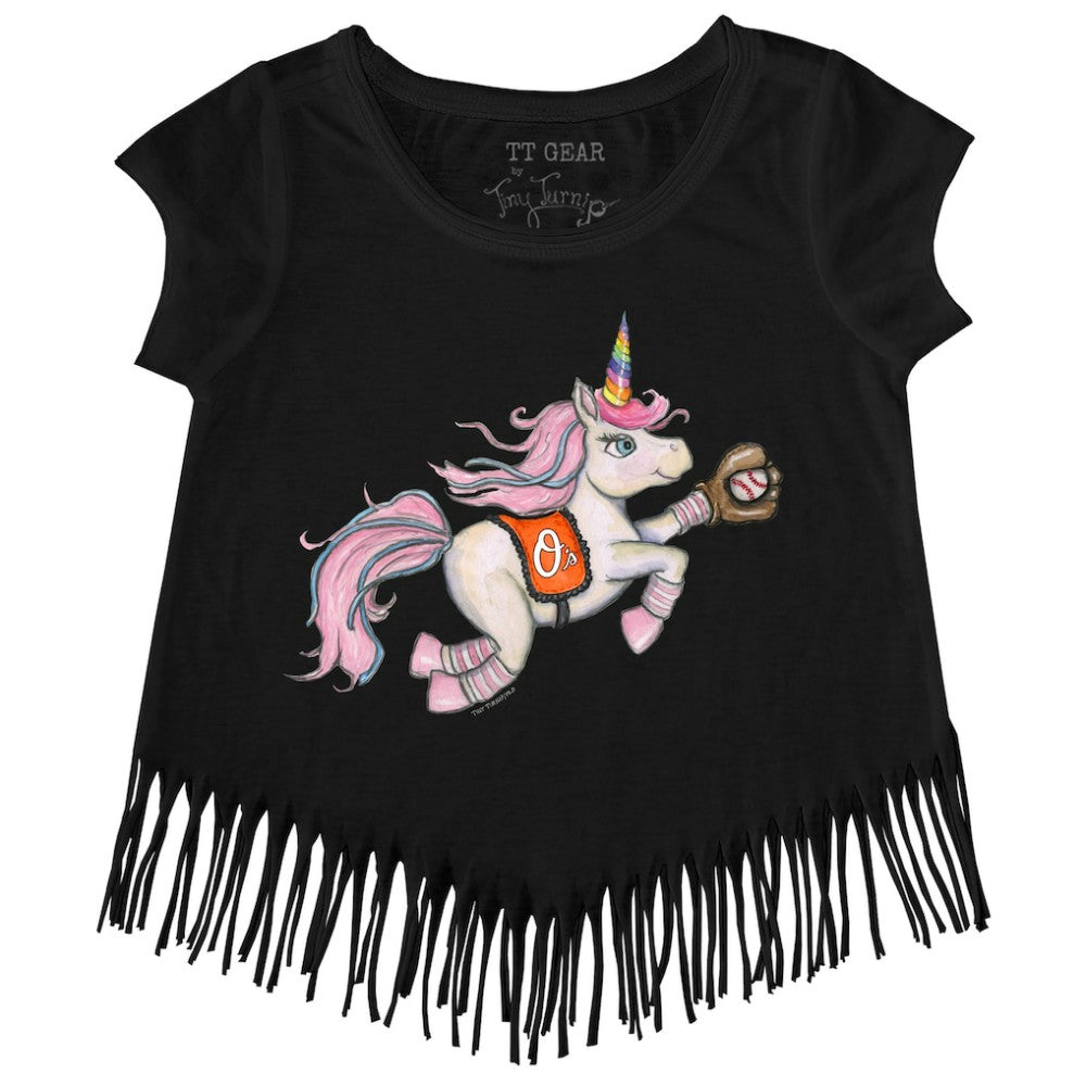 Baltimore Orioles Tiny Turnip Girls Youth Unicorn Fringe T-Shirt - MLB T-shirts