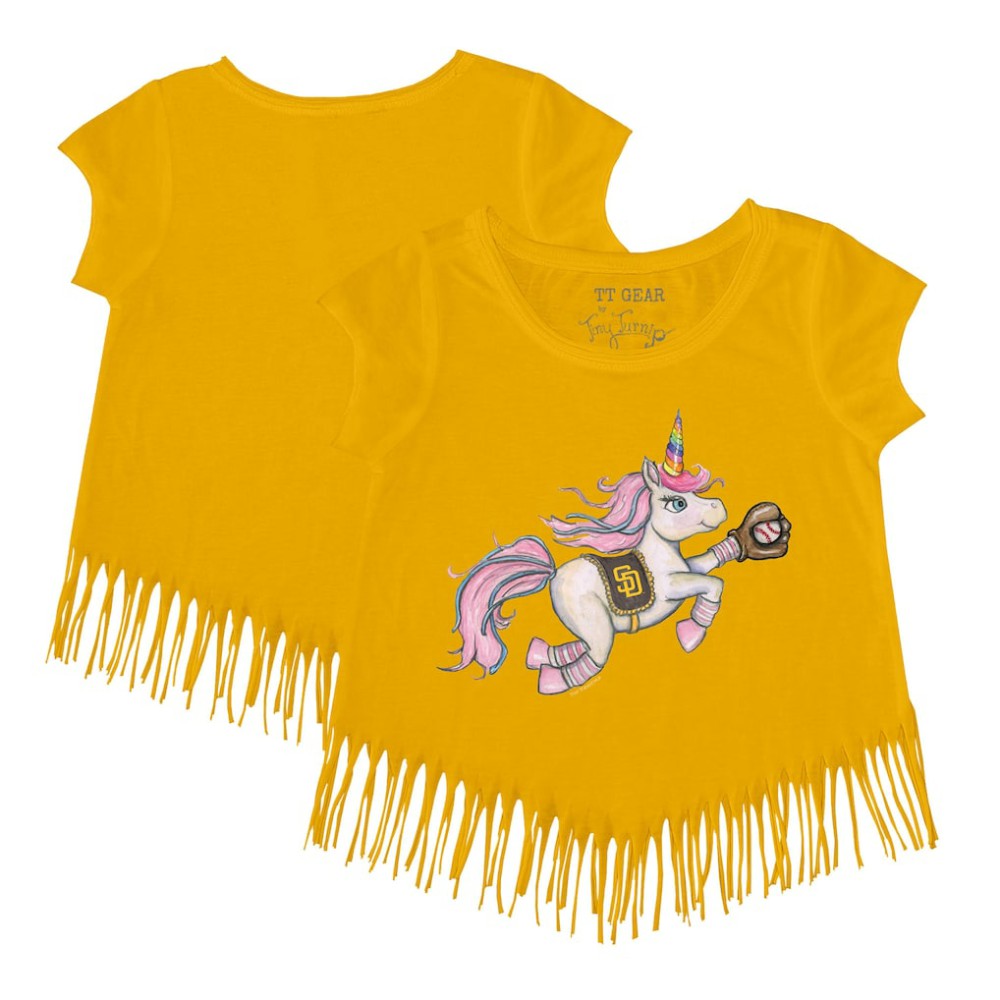 San Diego Padres Tiny Turnip Girls Youth Unicorn Fringe T-Shirt - MLB T-shirts