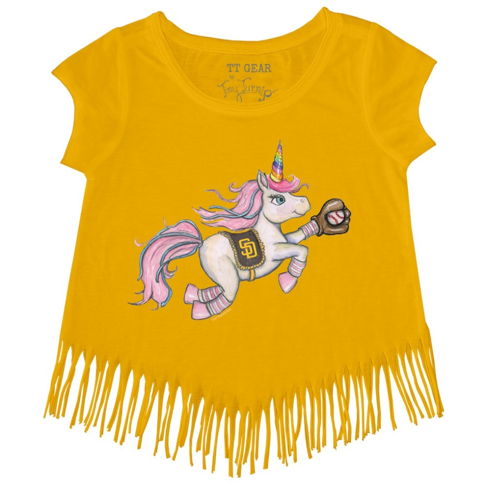 San Diego Padres Tiny Turnip Girls Youth Unicorn Fringe T-Shirt - MLB T-shirts