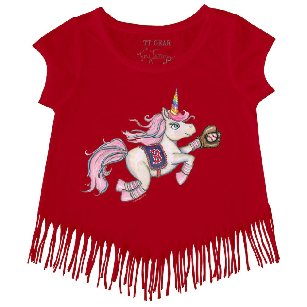 Boston Red Sox Tiny Turnip Girls Youth Unicorn Fringe T-Shirt - MLB T-shirts