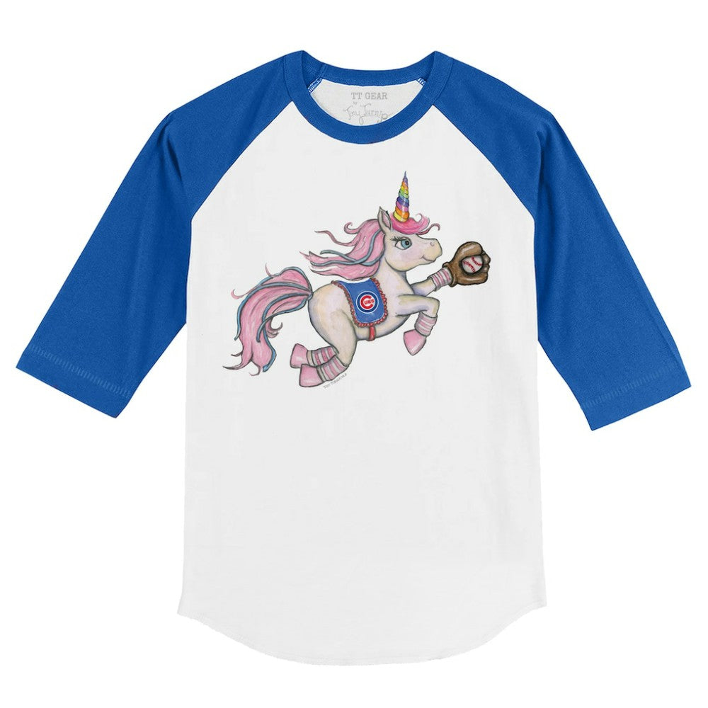 Chicago Cubs Tiny Turnip Youth Unicorn 3/4-Sleeve Raglan T-Shirt - MLB T-shirts