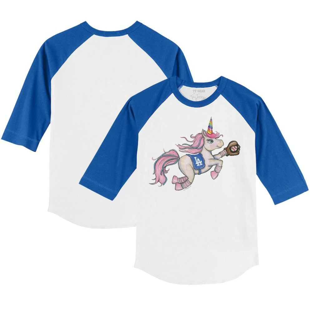 Los Angeles Dodgers Tiny Turnip Youth Unicorn 3/4-Sleeve Raglan T-Shirt - MLB T-shirts