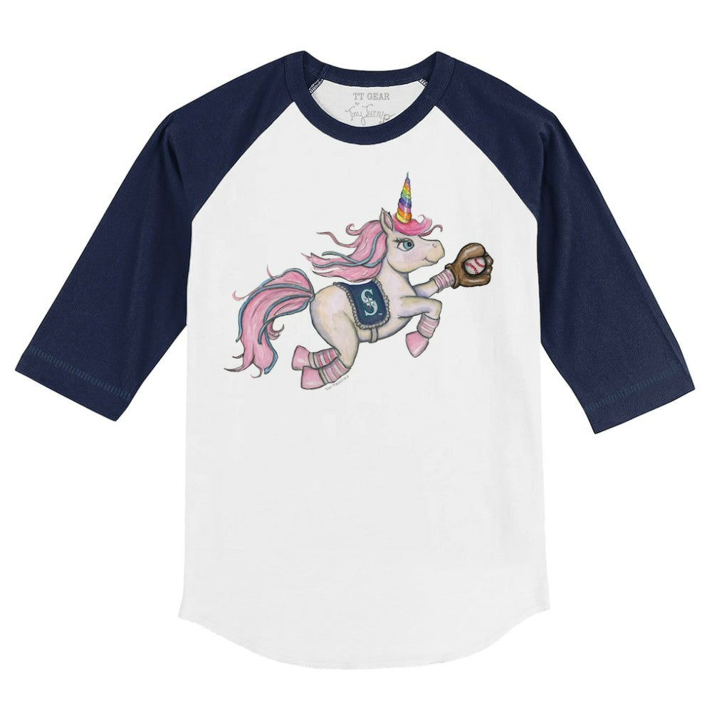 Seattle Mariners Tiny Turnip Youth Unicorn 3/4-Sleeve Raglan T-Shirt - MLB T-shirts