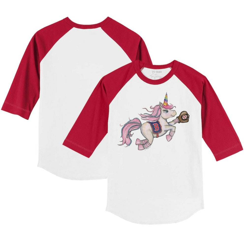 Boston Red Sox Tiny Turnip Youth Unicorn 3/4-Sleeve Raglan T-Shirt - MLB T-shirts