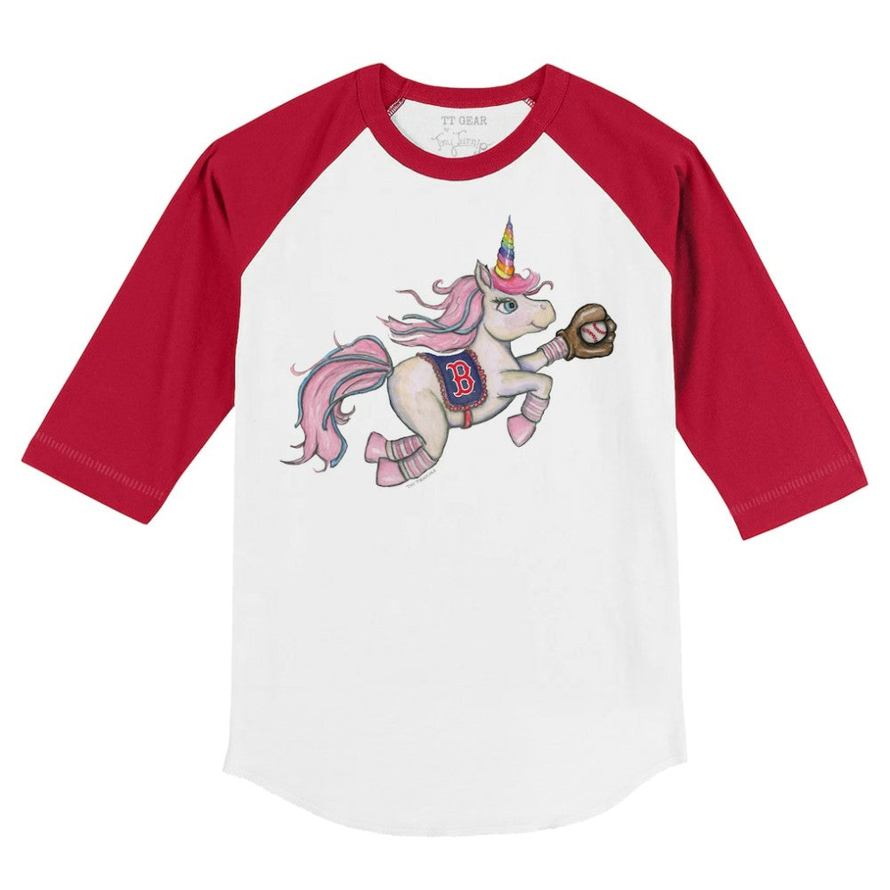 Boston Red Sox Tiny Turnip Youth Unicorn 3/4-Sleeve Raglan T-Shirt - MLB T-shirts
