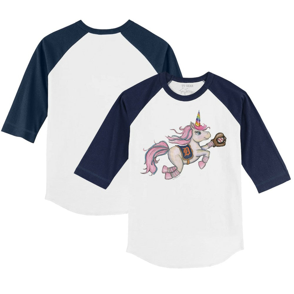 Detroit Tigers Tiny Turnip Youth Unicorn 3/4-Sleeve Raglan T-Shirt - MLB T-shirts