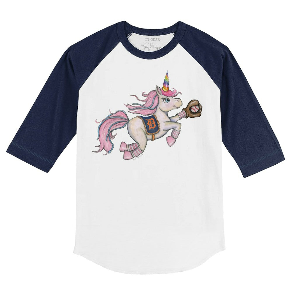 Detroit Tigers Tiny Turnip Youth Unicorn 3/4-Sleeve Raglan T-Shirt - MLB T-shirts