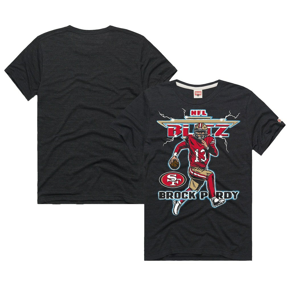 San Francisco 49ers Brock Purdy  Homage Unisex NFL Blitz Player Tri-Blend T-Shirt | NFL Discount