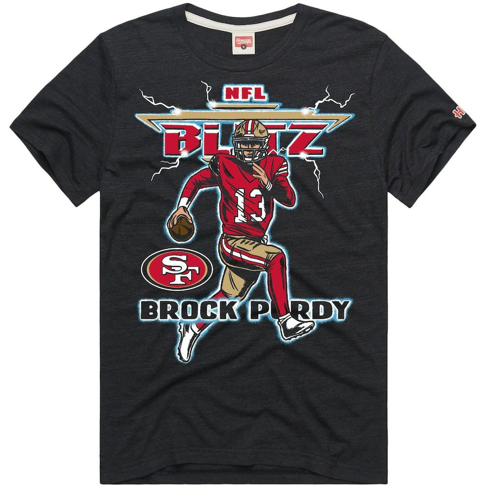 San Francisco 49ers Brock Purdy  Homage Unisex NFL Blitz Player Tri-Blend T-Shirt | NFL Discount