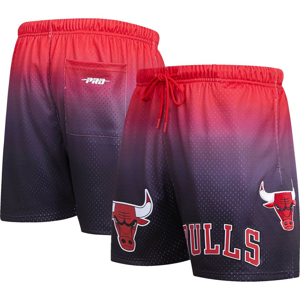 Black/Red Chicago Bulls Pro Standard Ombre Mesh Shorts | NBA