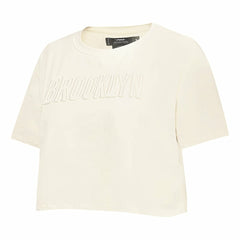 Cream Brooklyn Nets Pro Standard Women's Neutral Boxy Crop T-Shirt | NBA