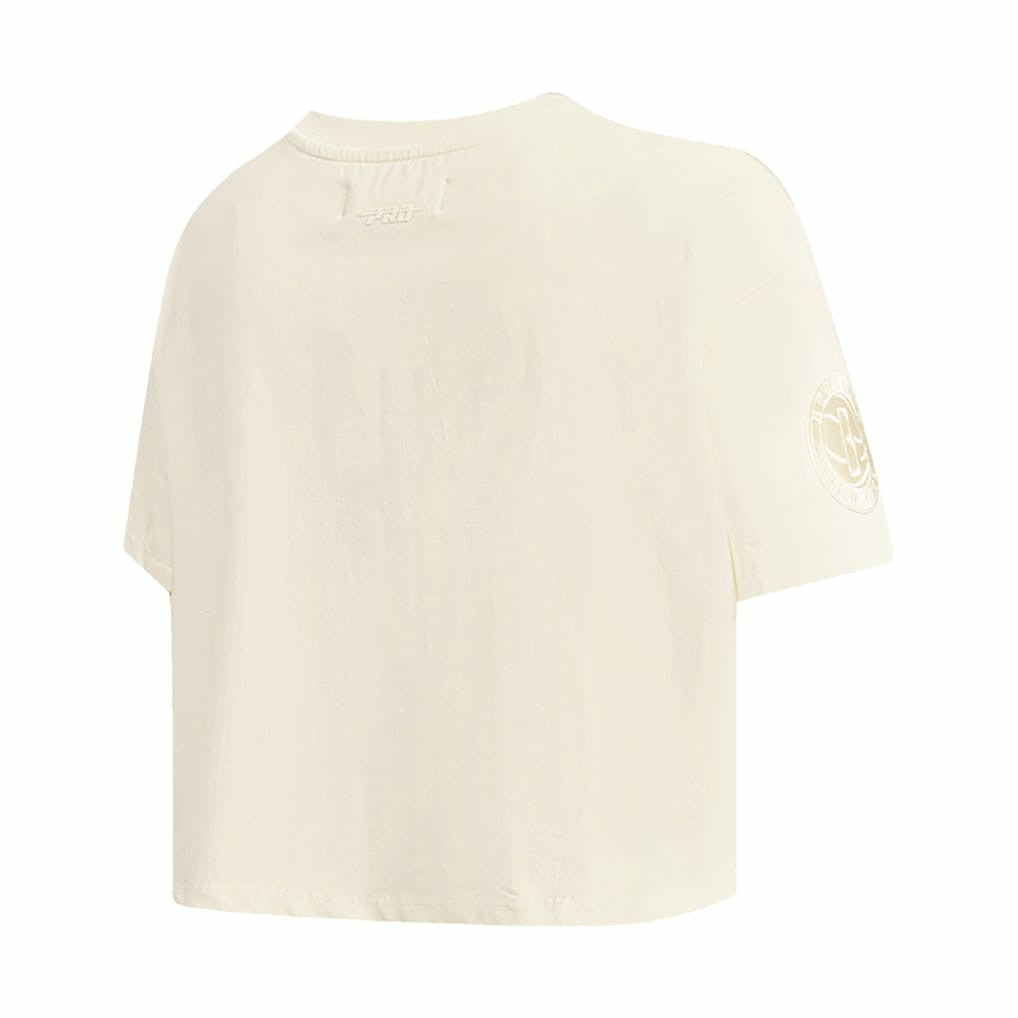 Cream Brooklyn Nets Pro Standard Women's Neutral Boxy Crop T-Shirt | NBA