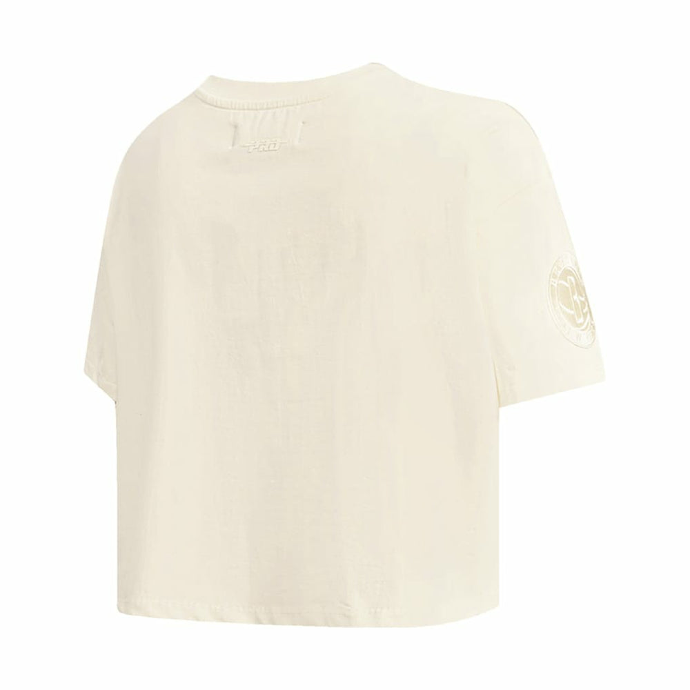 Cream Brooklyn Nets Pro Standard Women's Neutral Boxy Crop T-Shirt | NBA