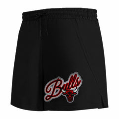 Black Chicago Bulls Pro Standard Women's Script Woven Shorts | NBA