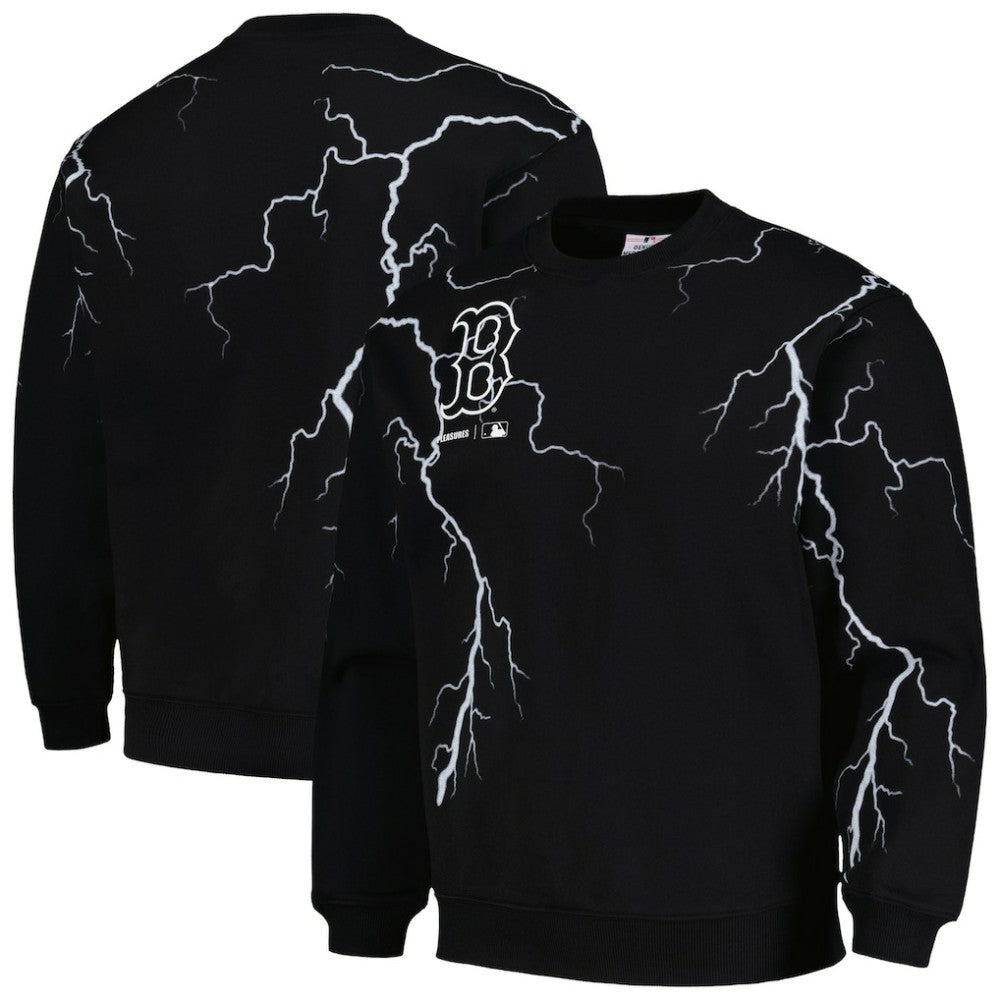 Boston Red Sox PLEASURES Lightning Crewneck Pullover Sweatshirt - MLB Pullover