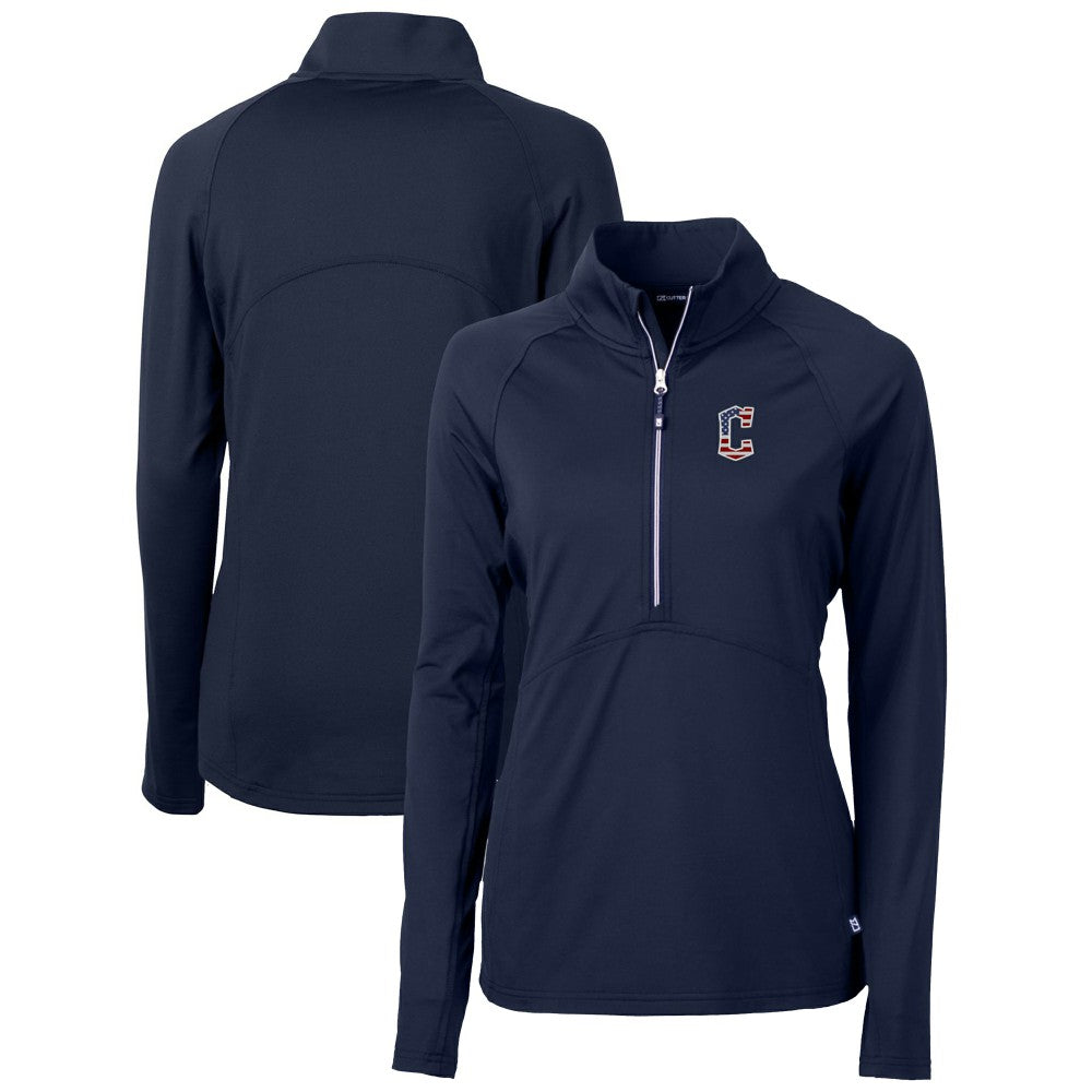 Cleveland Guardians Cutter & Buck Women's Americana Logo Adapt Eco Knit Stretch Recycled Half-Zip Pullover Top - MLB Pullover