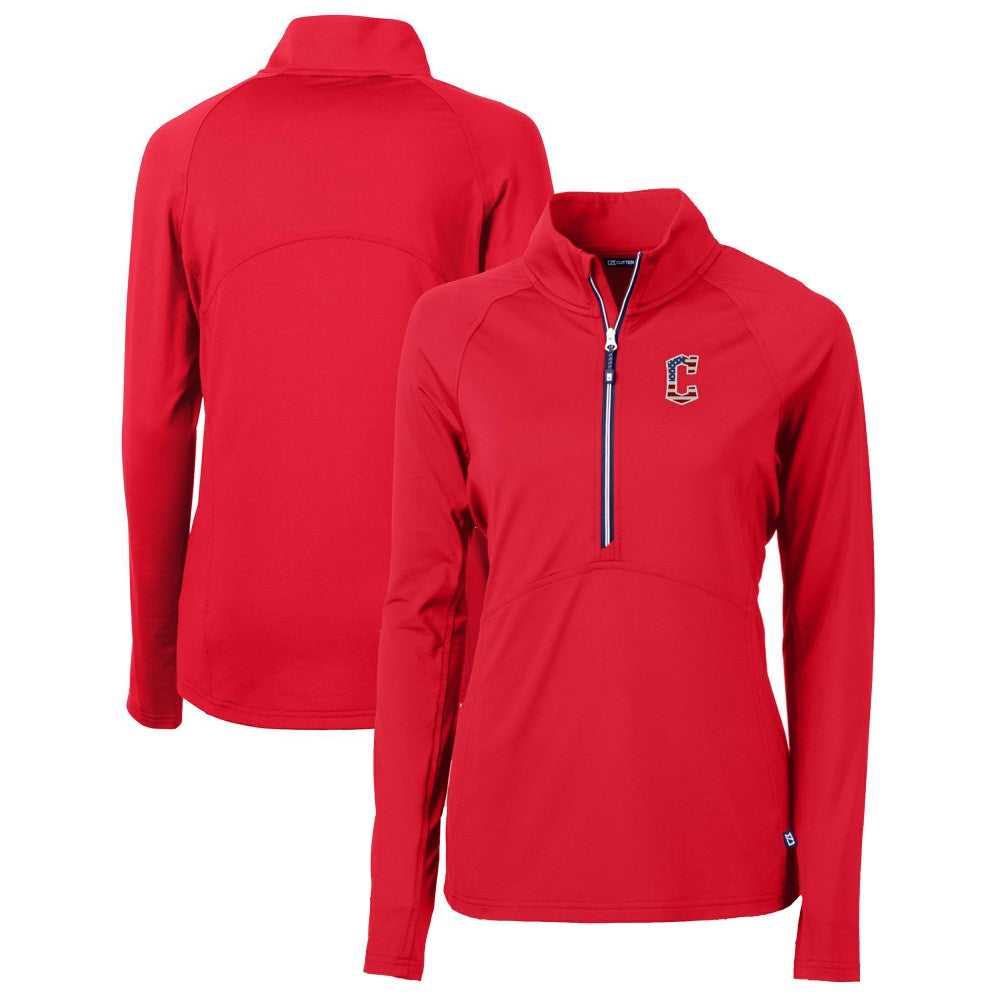 Cleveland Guardians Cutter & Buck Women's Americana Logo Adapt Eco Knit Stretch Recycled Half-Zip Pullover Top - MLB Pullover