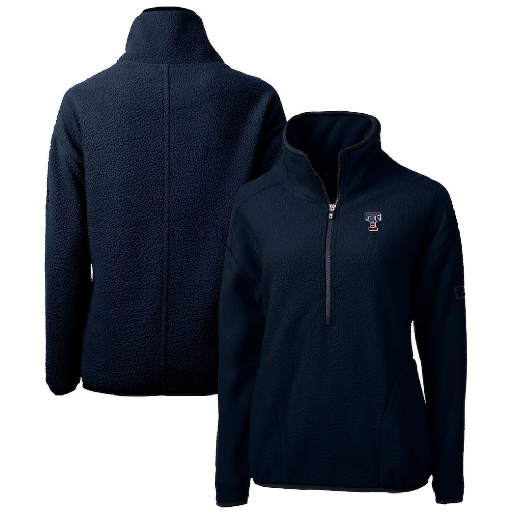Texas Rangers Cutter & Buck Women's Americana Logo Cascade Eco Sherpa Fleece Half-Zip Pullover Jacket - MLB Jackets