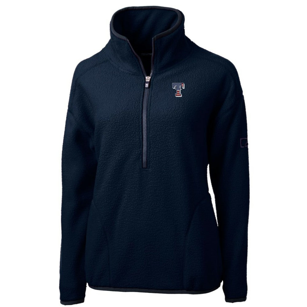 Texas Rangers Cutter & Buck Women's Americana Logo Cascade Eco Sherpa Fleece Half-Zip Pullover Jacket - MLB Jackets